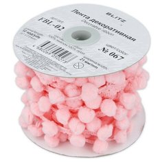 Лента декоративная для рукоделия 21мм. FBL-02. Цвет №067 розовый.9м/уп. Нет бренда