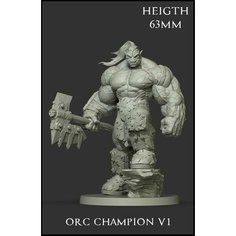Миниатюра для настольных игр "Орк чемпион" ДнД / Dungeons & Dragons, НРИ. Нет бренда