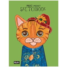 Скетчбук Проф-Пресс MyArt Maxi Pocket. Кот Ван Гог 21 х 14.8 см (A5), 120 г/м², 64 л. зеленый