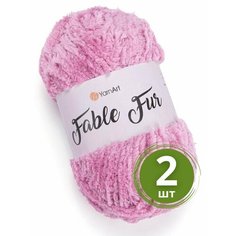 Пряжа для вязания YarnArt Fable Fur (ЯрнАрт Фейбл Фур) - 2 мотка 973 сухая роза, меховая, 100% микрополиэстер, 100м/100г