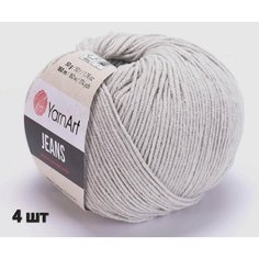 Пряжа YarnArt Jeans Ярнарт джинс Пепельно-серый (49) 4 мотка 50 г/160 м (45% акрил 55 хлопок)