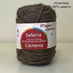 Пряжа для вязания из Троицка Селена, цвет натуральный темно-серый (372), 100% овечья шерсть, 100г/160м х 10 шт Троицкая камвольная фабрика