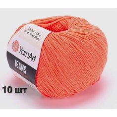 Пряжа YarnArt Jeans Ярнарт джинс Яркий коралл (61) 10 мотков 50 г/160 м (45% акрил 55 хлопок)