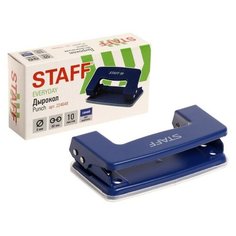 Дырокол 10л метал STAFF EVERYDAY, синий, без линейки 224648 9383091
