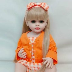 Кукла реборн силиконовая NPK Doll. Кукла младенец Бетти в оранжевом. Кукла младенец Reborn