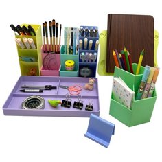 Настольный набор для канцелярии, карандашей и ручек 8 предметов. Подставка для книг/ Подставка для телефона(визиток) Happy Ko