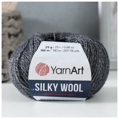 Пряжа "Silky Wool" 35% силк район, 65% мерино. вул 190м/25г (335 т. сёрый) Yarn Art