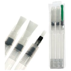 Набор каллиграфических кистей нейлон, плоская, 3 штуки: № 4, 7, 10, с резервуаром Noname