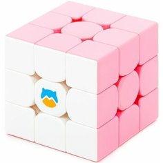 Тренировочный Кубик Рубика Gan 3x3х3 MG3 Cloud / Головоломка для подарка / Бело-розовый