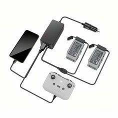 Автомобильное зарядное устройство для 2 аккумуляторов и пульта DJI Mavic Air 2 / Air 2S повышенной мощности 2 USB YX