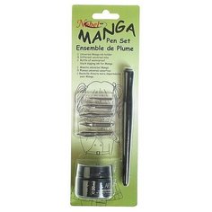 Набор перьев, 5 штук+1 штука держатель для перьев+чернила на водной основе 10 мл, чёрные Made in China