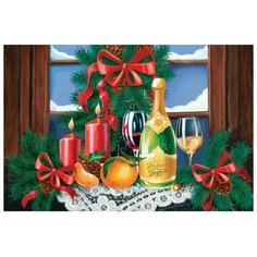 Алмазная мозаика с частичным заполнением Новогодний натюрморт 20х30 см на холсте Нет бренда