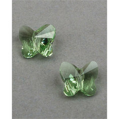 Бусины в виде бабочек Swarovski, цвет Peridot (#214), Размер 10 мм, 2 шт.