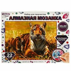 Набор Алмазная мозаика Тигр, 30х40 см. с полным заполнением MultiArt AM30X40-MULTI47 Мульти Арт