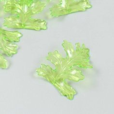 Декор для творчества пластик "Листья" прозрачный зелёный набор 20 гр 0,4х4х5,2 см Made in China