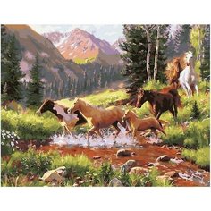 Картина по номерам Табун лошадей в горных лесах 40х50 см АртТойс