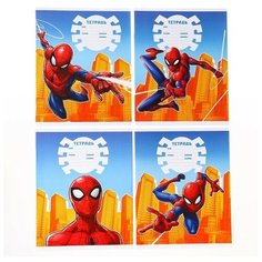 Тетрадь 12 листов, клетка, 4 вида микс, Человек-паук Marvel