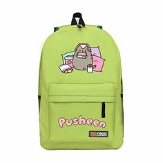 Рюкзак Кот Пушин с приставкой зеленыый / Pusheen Cat / Школьный рюкзак с принтом для девочек Тоторо шоп
