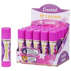 Клей-карандаш Crown "Indicator", 15г, с цветным индикатором, ПВП - 20 шт.