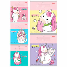 Тетрадь 12 л. доп. косая линия Веселые единороги 12-8942 Проф Пресс