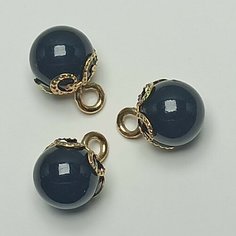 Пуговицы - жемчужины, набор из 10 шт для рукоделия и шитья, шар 10 мм, цвет чёрный ФАСТФЭРИ