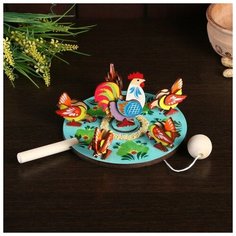 Сувенир "Курицы клюющие с петухом", d=16 см, микс Dreammart