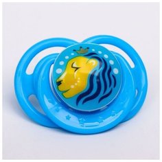 Соска-пустышка ортодонтическая, силикон, от 3 мес, "Лев", цвет голубой