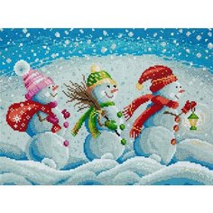 Алмазная мозаика Веселые снеговички 30x40 см. Freya