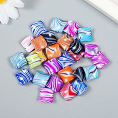 Бусины для творчества пластик "Квадрат красочные разводы" набор 20 гр 0,5х2,1х1,9 см ТероПром