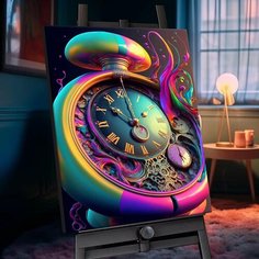 Картина по номерамс кристаллами из хрусталя (40х50) Радужные часы (24 цвета) SHR0540 Флюид Free Fly