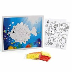 Набор для творчества: аппликация EVA крошкой и раскраска - наклейки Морские обитатели Китай