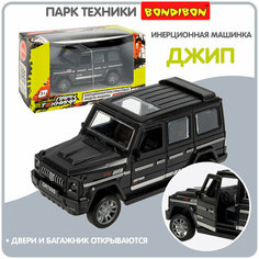 Машинка для мальчиков джип гелендваген Bondibon "Парк техники" инерционная детская игрушка, машина мерседес гелик, черный
