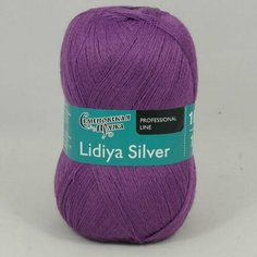 Пряжа Московская шерстопрядильная фабрика Лидия сильвер, МШФ, орхидея - 183324, 50% имп. меринос, 50% акрил, 5 мотков, 100 г, 1613 м.