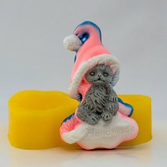 Силиконовая форма для мыла Котенок "Handmade", для свечей, гипса 1шт Нет бренда