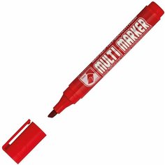 Маркер перманентный Crown "Multi Marker Chisel" красный, скошенный, 5мм, 207893