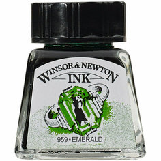 Тушь Winsor&Newton для рисования, изумрудный, стекл. флакон 14мл, 317118