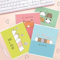Комплект 10 шт, Тетрадь 48л, А5, клетка MESHU "Beary Beary", матовая ламинация, выборочный УФ-лак