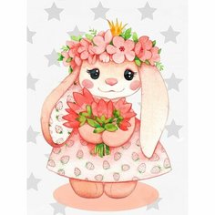 Алмазная мозаика «Зайка в венке» 15 × 20 см Алмазное хобби