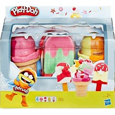 Набор игровой Play-Doh Масса для лепки Холодильник с мороженым х3шт