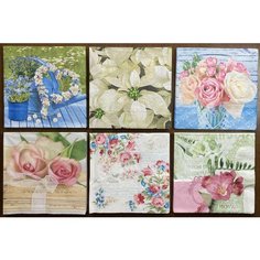 Салфетки для декупажа бумажные трехслойные (декупажная карта) 33х33 см Полевые ромашки №23 Нет бренда
