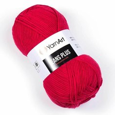 Пряжа YARNART Jeans Plus (YarnArt), красный - 51, 55% хлопок, 45% полиакрил, 5 мотков, 100 г, 160 м.
