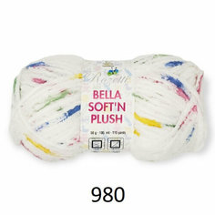Пряжа "BELLA SOFT N PLUSH" 100% Полиамид, 50гр/105м, (980- Белый+роз, син, зел, жел) 1 упаковка (10 мотков) Rozetti