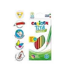 Карандаши цветные пластиковые набор 12 шт. Carioca