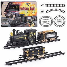 Железная дорога "Военный электропоезд" (свет/звук/дым) в коробке КНР