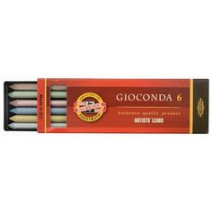 Грифели цветные для цанговых карандашей Koh-I-Noor "Gioconda", 5,6мм, металлик ассорти, 6шт, пластик коробвый, 298325
