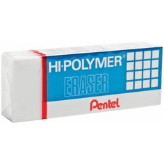 Ластик PENTEL (Япония) "HI-POLYMER ERASER", 35х16х11,5 мм, белый, прямоугольный, картонный держатель, ZEH-03 Комплект : 60 шт.