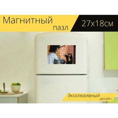 Магнитный пазл "Девочка, фотография, фотограф" на холодильник 27 x 18 см. Lots Prints