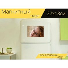 Магнитный пазл "Имбирь, девочка, рыжая" на холодильник 27 x 18 см. Lots Prints