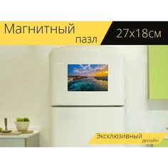 Магнитный пазл "Мальта, гавань, заход солнца" на холодильник 27 x 18 см. Lots Prints