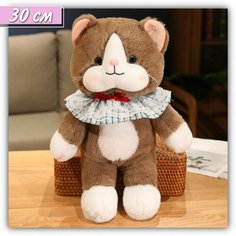 Мягкая игрушка "Плюшевый котик-аниме" 30 см - кошечка с кружевным воротничком Нет бренда